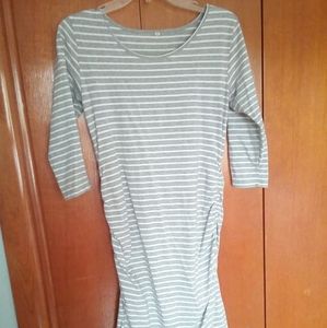 Maternity Dress Medium grey/white stripe